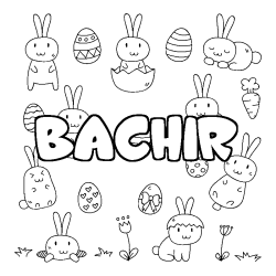 Coloriage pr&eacute;nom BACHIR - d&eacute;cor Paques