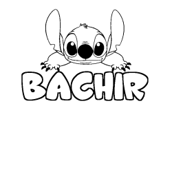 Coloriage prénom BACHIR - décor Stitch