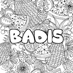 Coloriage prénom BADIS - décor Mandala fruits