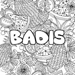 Coloriage pr&eacute;nom BADIS - d&eacute;cor Mandala fruits
