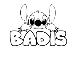 Coloriage prénom BADIS - décor Stitch