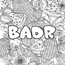 Coloriage prénom BADR - décor Mandala fruits