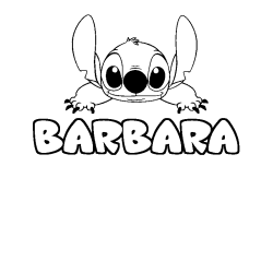 Coloriage prénom BARBARA - décor Stitch