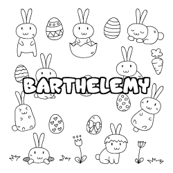 Coloriage pr&eacute;nom BARTHELEMY - d&eacute;cor Paques