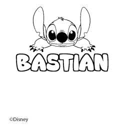 Coloriage pr&eacute;nom BASTIAN - d&eacute;cor Stitch