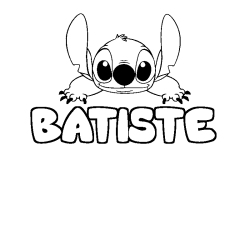 Coloriage prénom BATISTE - décor Stitch