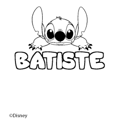 Coloriage pr&eacute;nom BATISTE - d&eacute;cor Stitch