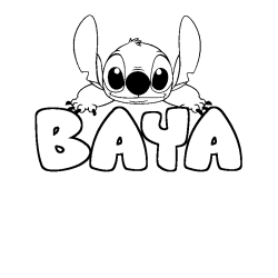 Coloriage prénom BAYA - décor Stitch