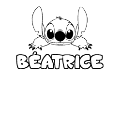 Coloriage prénom BÉATRICE - décor Stitch