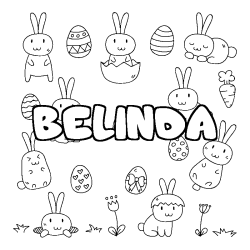 Coloriage pr&eacute;nom BELINDA - d&eacute;cor Paques