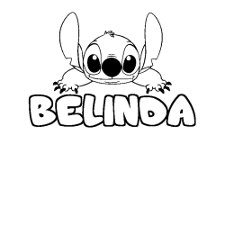 Coloriage prénom BELINDA - décor Stitch