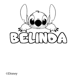 Coloriage pr&eacute;nom BELINDA - d&eacute;cor Stitch
