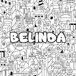 Coloriage prénom BELINDA - décor Ville