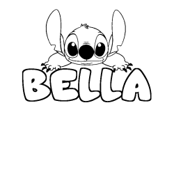 Coloriage prénom BELLA - décor Stitch