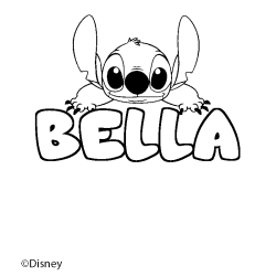 Coloriage pr&eacute;nom BELLA - d&eacute;cor Stitch