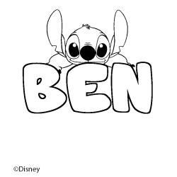Coloriage pr&eacute;nom BEN - d&eacute;cor Stitch