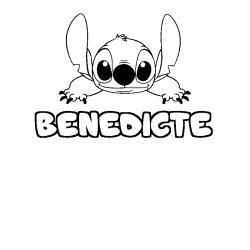 Coloriage prénom BENEDICTE - décor Stitch