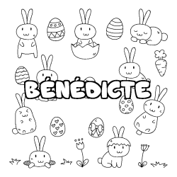 Coloriage pr&eacute;nom B&Eacute;N&Eacute;DICTE - d&eacute;cor Paques