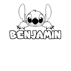 Coloriage prénom BENJAMIN - décor Stitch