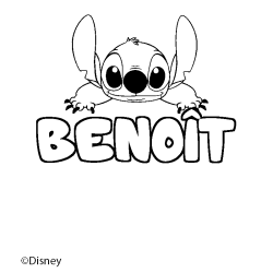 Coloriage pr&eacute;nom BENO&Icirc;T - d&eacute;cor Stitch