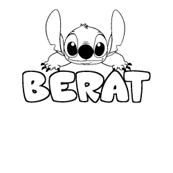 Coloriage prénom BERAT - décor Stitch