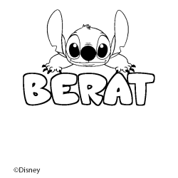 Coloriage pr&eacute;nom BERAT - d&eacute;cor Stitch