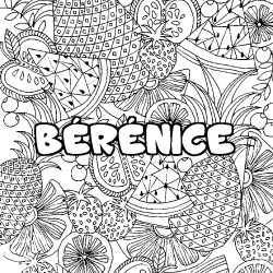 Coloriage pr&eacute;nom B&Eacute;R&Eacute;NICE - d&eacute;cor Mandala fruits