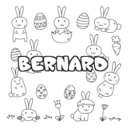 Coloriage pr&eacute;nom BERNARD - d&eacute;cor Paques