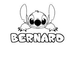 Coloriage prénom BERNARD - décor Stitch