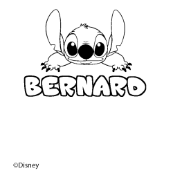 Coloriage pr&eacute;nom BERNARD - d&eacute;cor Stitch