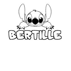 Coloriage prénom BERTILLE - décor Stitch