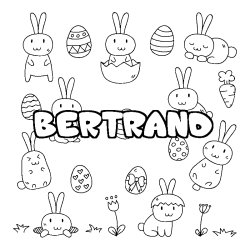 Coloriage pr&eacute;nom BERTRAND - d&eacute;cor Paques
