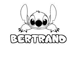 Coloriage prénom BERTRAND - décor Stitch