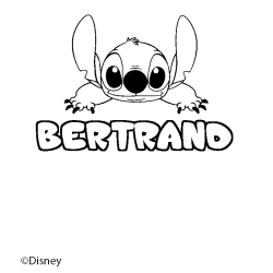 Coloriage pr&eacute;nom BERTRAND - d&eacute;cor Stitch