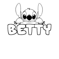 Coloriage prénom BETTY - décor Stitch