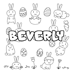 Coloriage pr&eacute;nom BEVERLY - d&eacute;cor Paques