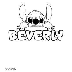 Coloriage pr&eacute;nom BEVERLY - d&eacute;cor Stitch
