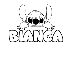 Coloriage prénom BIANCA - décor Stitch