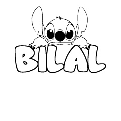 Coloriage prénom BILAL - décor Stitch