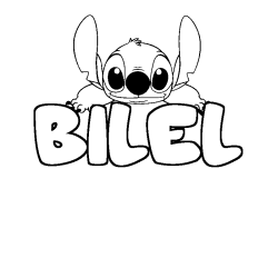 Coloriage prénom BILEL - décor Stitch