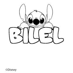 Coloriage pr&eacute;nom BILEL - d&eacute;cor Stitch