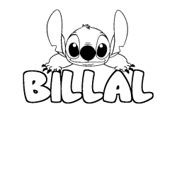 Coloriage prénom BILLAL - décor Stitch