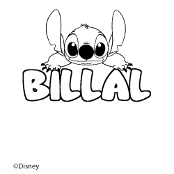 Coloriage pr&eacute;nom BILLAL - d&eacute;cor Stitch