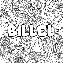 Coloriage prénom BILLEL - décor Mandala fruits