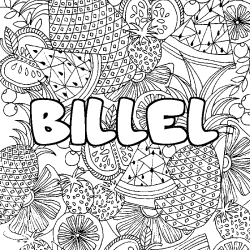 Coloriage pr&eacute;nom BILLEL - d&eacute;cor Mandala fruits