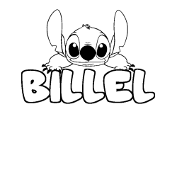 Coloriage prénom BILLEL - décor Stitch