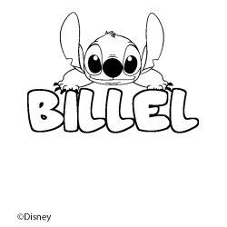 Coloriage pr&eacute;nom BILLEL - d&eacute;cor Stitch