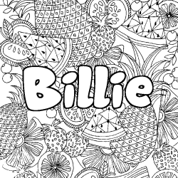 Coloriage pr&eacute;nom Billie - d&eacute;cor Mandala fruits