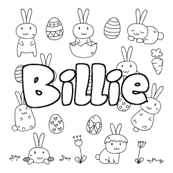 Coloriage pr&eacute;nom Billie - d&eacute;cor Paques