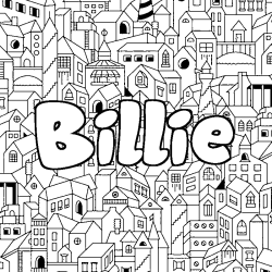 Coloriage pr&eacute;nom Billie - d&eacute;cor Ville